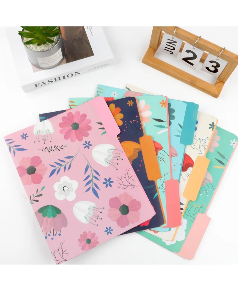 Decorative File Folders Floral Letter Size 84 Pack Tabbed Office School