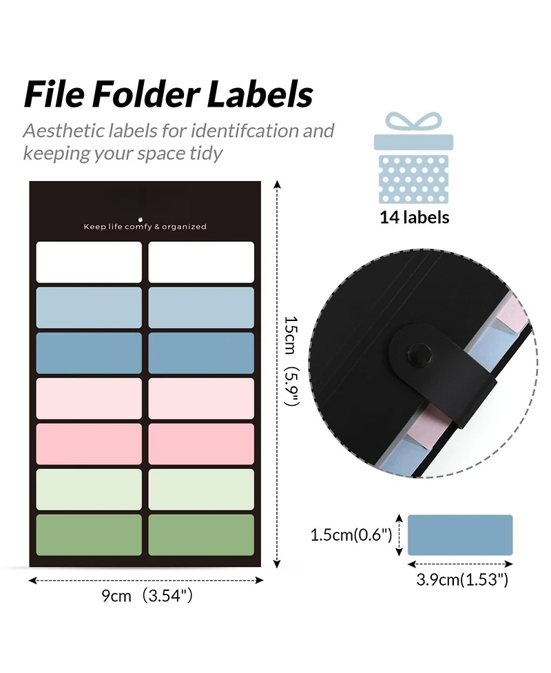 Danrong 8 Pockets Accordion File Organizer Expanding Folders Portable Document A4 Letter Snap Closure Pack Of 4