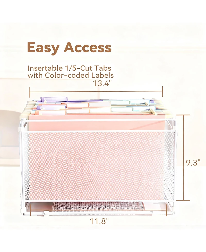 Danrong Plastic Extra Capacity Hanging File Folders Expanding Pocket Heavy Duty Filing Cabinet Tabs Letter Pack