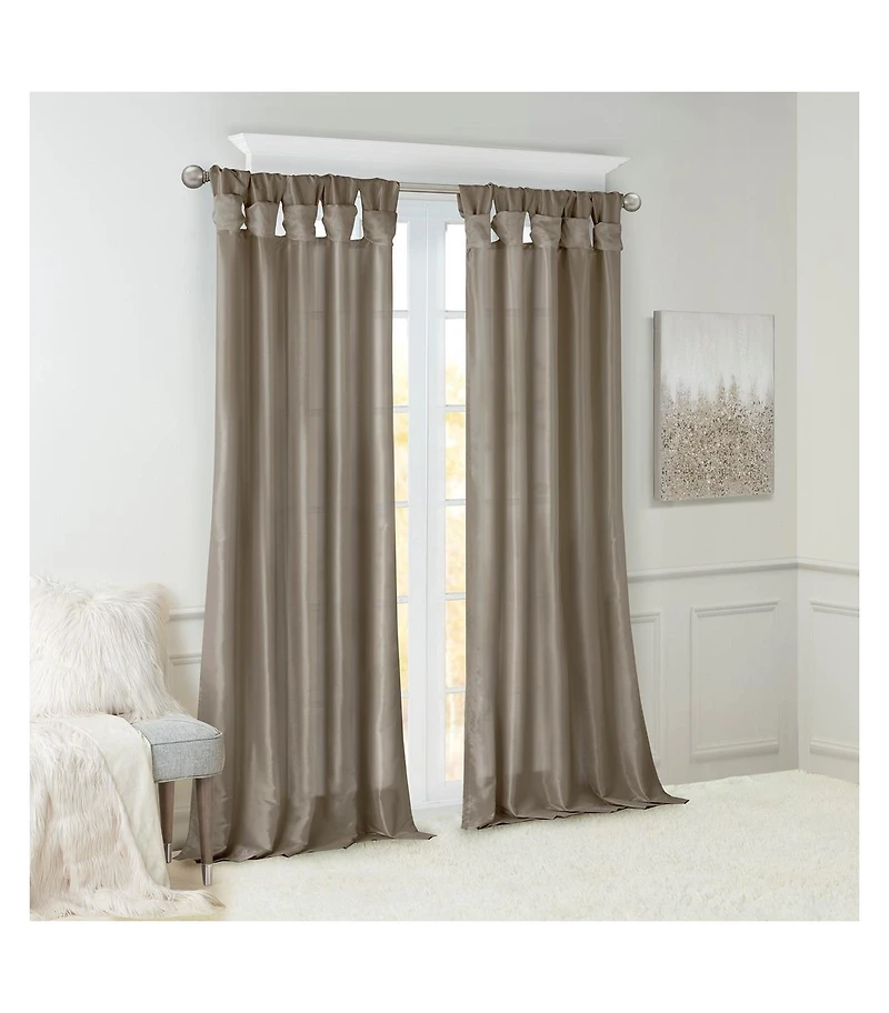 Avobird Twist Tab Lined Window Curtain Panel Pewter 50x120