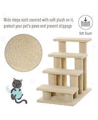 Ruie 25 in 4 Step Carpeted Cat Stairs with Sisal Scratching Posts