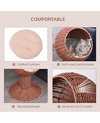 Ruie Elevated Cat Bed with Rotatable Egg Chair Pod and Thick Cushion