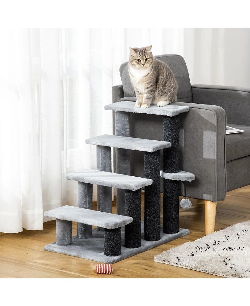 Ruie Cat Stair Steps Tower with Scratching Post and Play Ball