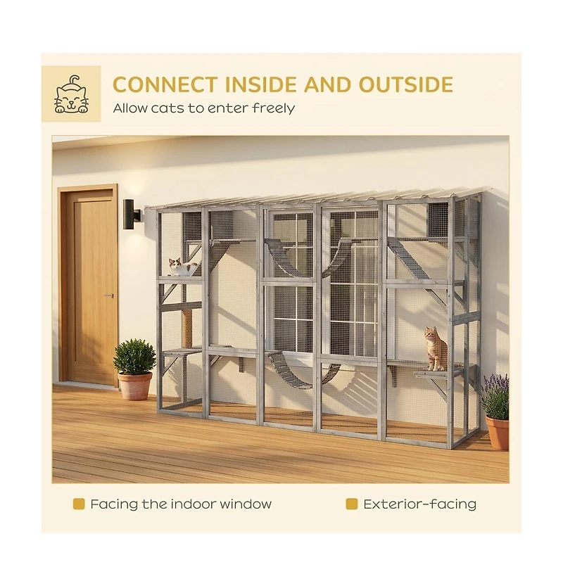 Ruie Large Outdoor Catio Cat Enclosure with Shelves Bridges and Ramps