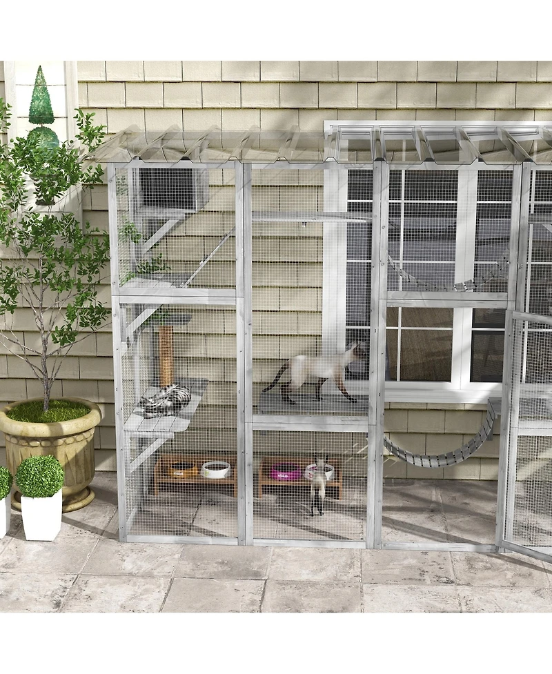 Ruie Large Outdoor Catio Cat Enclosure with Shelves Bridges and Ramps