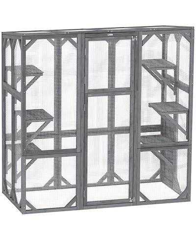 Ruie Large Outdoor Catio Cat House with 6 Jumping Platforms