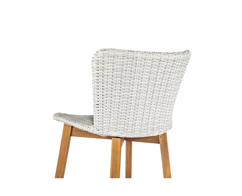 sumyeg Lymington Outdoor Bar Stool Set of 2, Teak Finished Wood with Wicker Seat