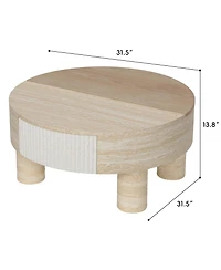 Clihome 31.5 Inch Round Mdf Coffee Table with Hidden Storage Drawer, Modern Minimalist Side End Table