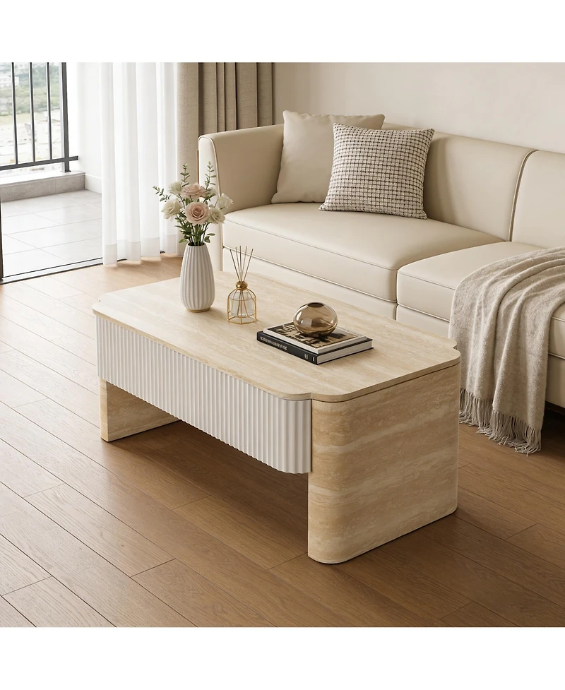 Clihome Modern Rectangular Mdf Coffee Table with Hidden Storage Space, Lift Top Coffee Table Center Table