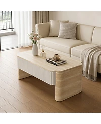 Clihome Modern Rectangular Mdf Coffee Table with Hidden Storage Space, Lift Top Coffee Table Center Table