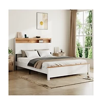 Lucky One King Size Upholstered Bed Frame with High-Back Tufted Headboard - No Box Spring Needed