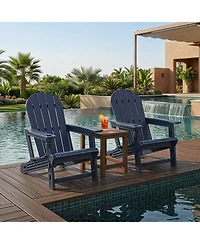 Gymax Piece Adirondack Chair with Cup Holder and Wooden Texture Outdoor Plastic Chair