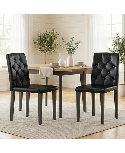 Sailvan Pu Dining Chairs, 35 Inch Ergonomic Buckle Backrest With Metal Legs