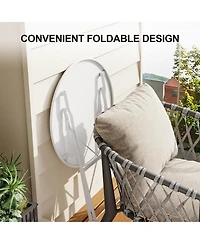 homfan Folding Bistro Set, Outdoor Patio Table and Chairs Set Metal Frame Space Saving Design for Balcony, Garden, Camping