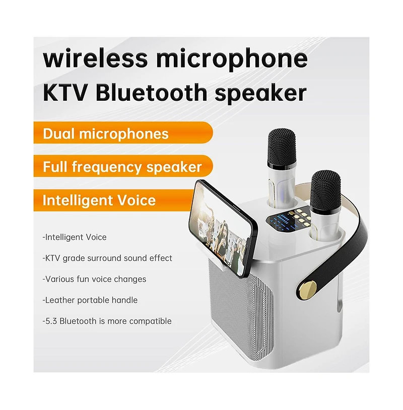Artudatech 10W Bluetooth 5.3 Dual-Wireless Microphone Karaoke Speaker