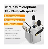 Artudatech 10W Bluetooth 5.3 Dual-Wireless Microphone Karaoke Speaker