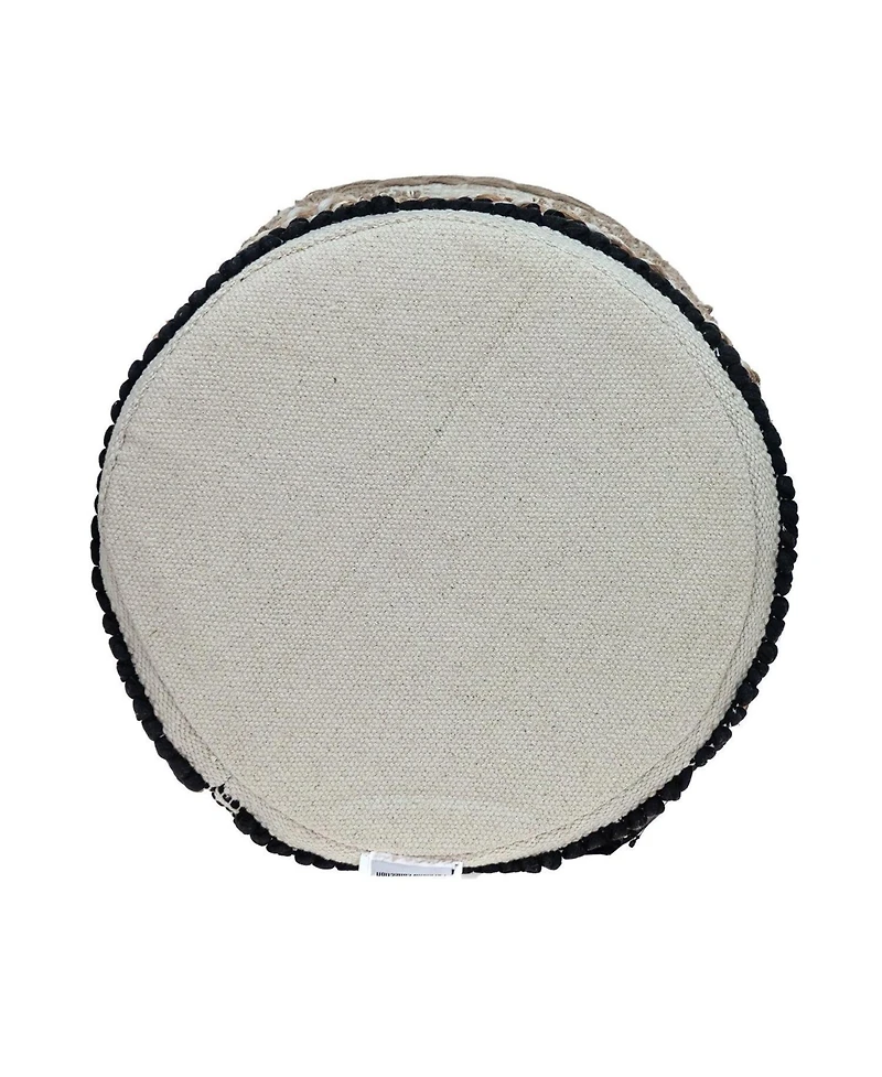 HomeRoots 18" Cotton Abstract Round Footstool