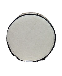 HomeRoots 18" Cotton Abstract Round Footstool
