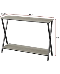 homfan 41" Narrow 2-Tier Console Table with Storage Shelf, Behind Couch Entryway Table
