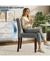 homfan Dining Chairs Set for 6, Cotton Linen Upholstered Chair with High Back and Wooden Legs, Kitchen/Living Room/Restaurant