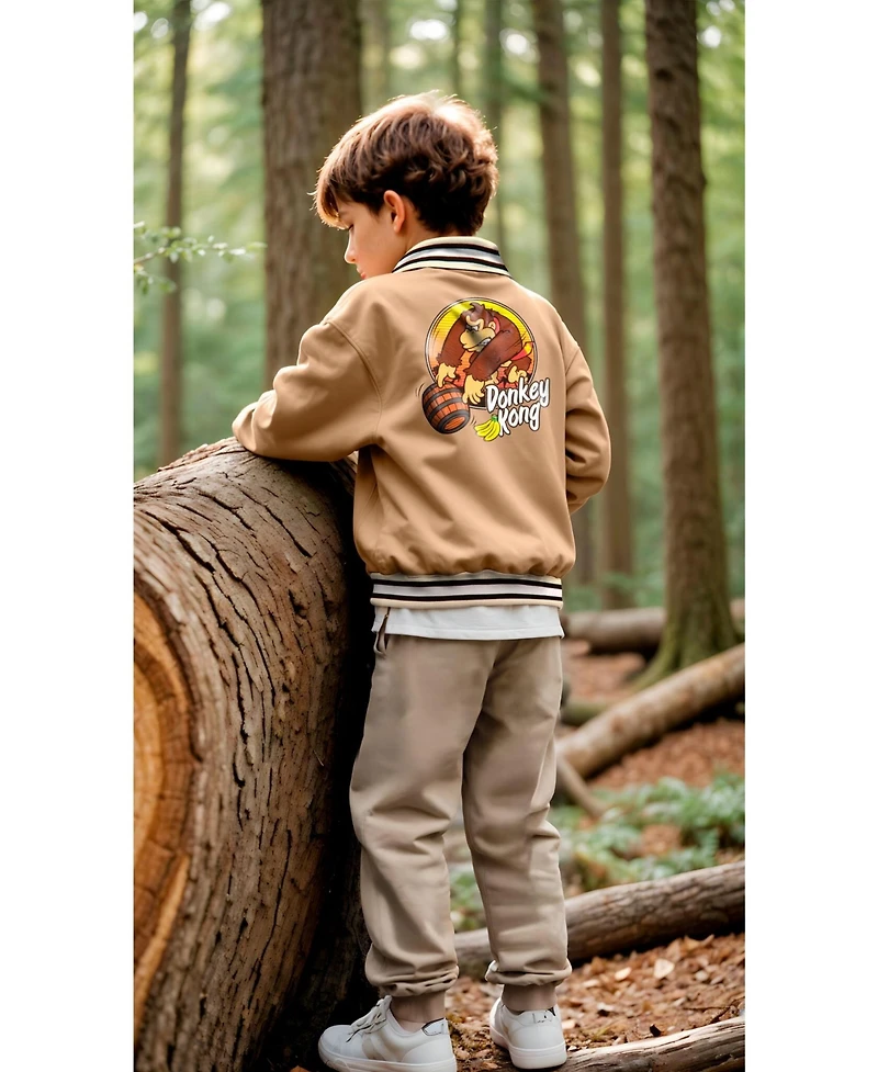 Mario Donkey Kong Big Boys Long Sleeve Zip Up Bomber Jacket