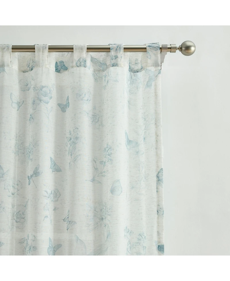 Lenox Butterfly Meadow Toile Printed Back Tab/Rod Pocket Window Curtain