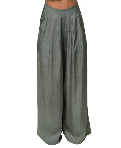 Jluxlabel Women's Sundown High-Waisted Wide-Leg Acetate Pants