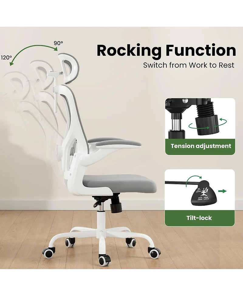 Flynama Mesh Office Chair with Headrest,Adjustable Lumbar Chair