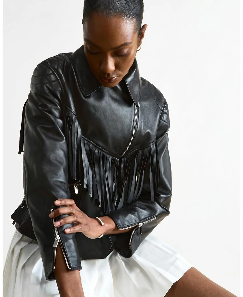 Furniq Uk Women's Dakota Fringed Leather Jacket