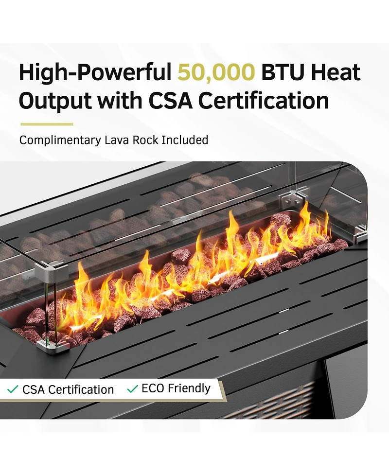 Pocassy Piece Outdoor Patio Furniture with Fire Pit Set,Wicker Sofa Set Rocking Chairs Ottomans,6inch Thick Cushions