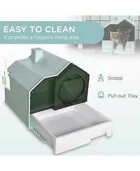 Ruie Hooded Cat Litter Box with Litter Mat and Dual Deodorizers