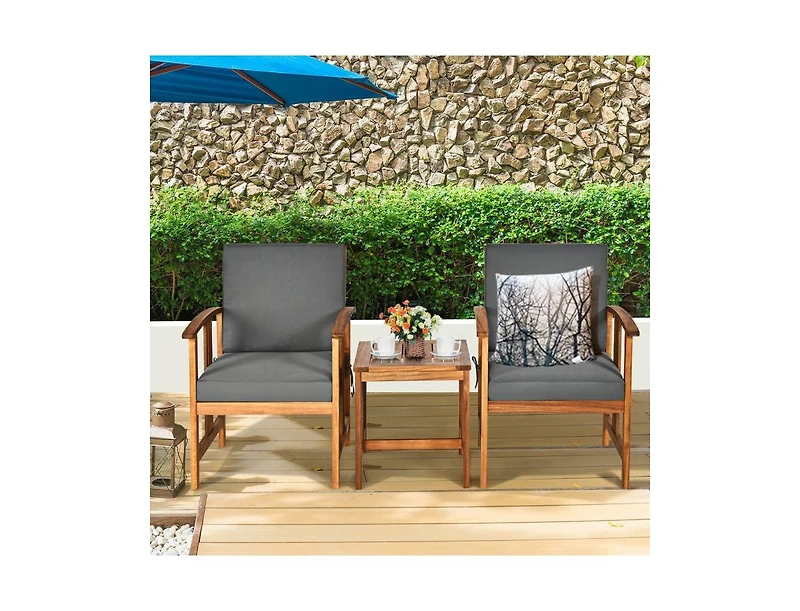 Mondawe 3 Solid Wood Outdoor Patio Sofa Furniture Set