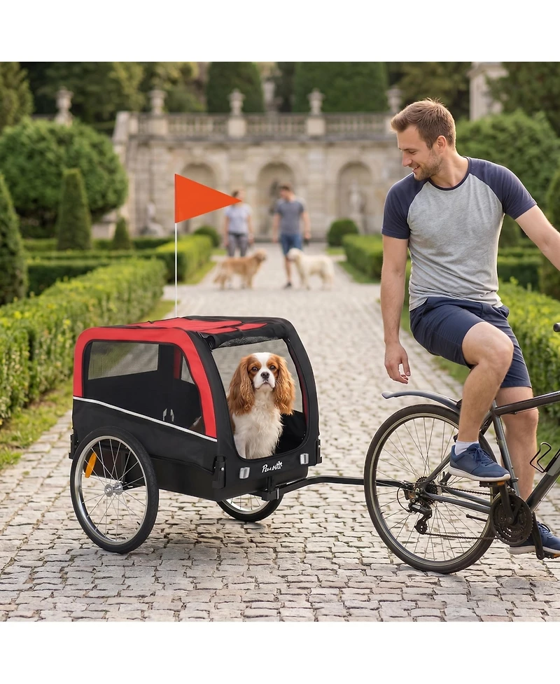 Ruie Dog Bike Trailer Bicycle Pet Carrier with 20 Inch Air Tires and Safety Flag