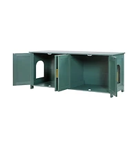 Ruie 47 in Cat Litter Box Enclosure Cabinet with 4 Doors and 2 Entries