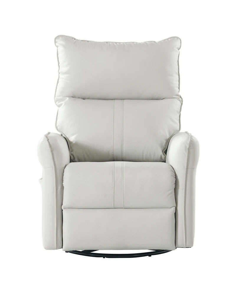 Clihome 360-degree Swivel Rocking Recliner Chair with Extendable Footrest and Pocket, Overstuffed Pu Recliner for Living Room
