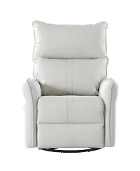 Clihome 360-degree Swivel Rocking Recliner Chair with Extendable Footrest and Pocket, Overstuffed Pu Recliner for Living Room