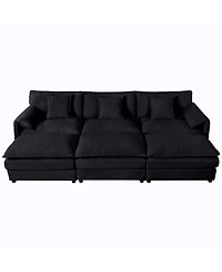 Clihome Oversized Deep Seat Sectional Cloud Sofa Sleeper with 3 Ottomans and Soft Pillows, Modular Couch Bed for Living Room
