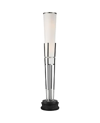 Possini Euro Design Flute Modern Torchiere Floor Lamp with Riser Brushed Nickel White Linen Shade for Living Room Bedroom