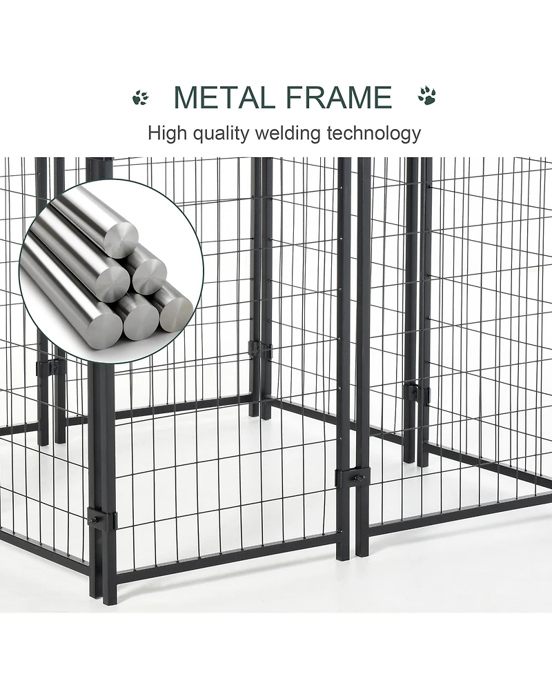Ruie 8x4x6 ft Outdoor Dog Kennel with Waterproof Roof and Welded Wire Run