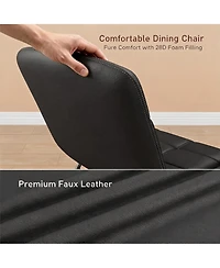 homfan Faux Leather Dining Chairs Set of 2, High-Resilience Foam, Upholstered Room with Metal Frame, Modern Style