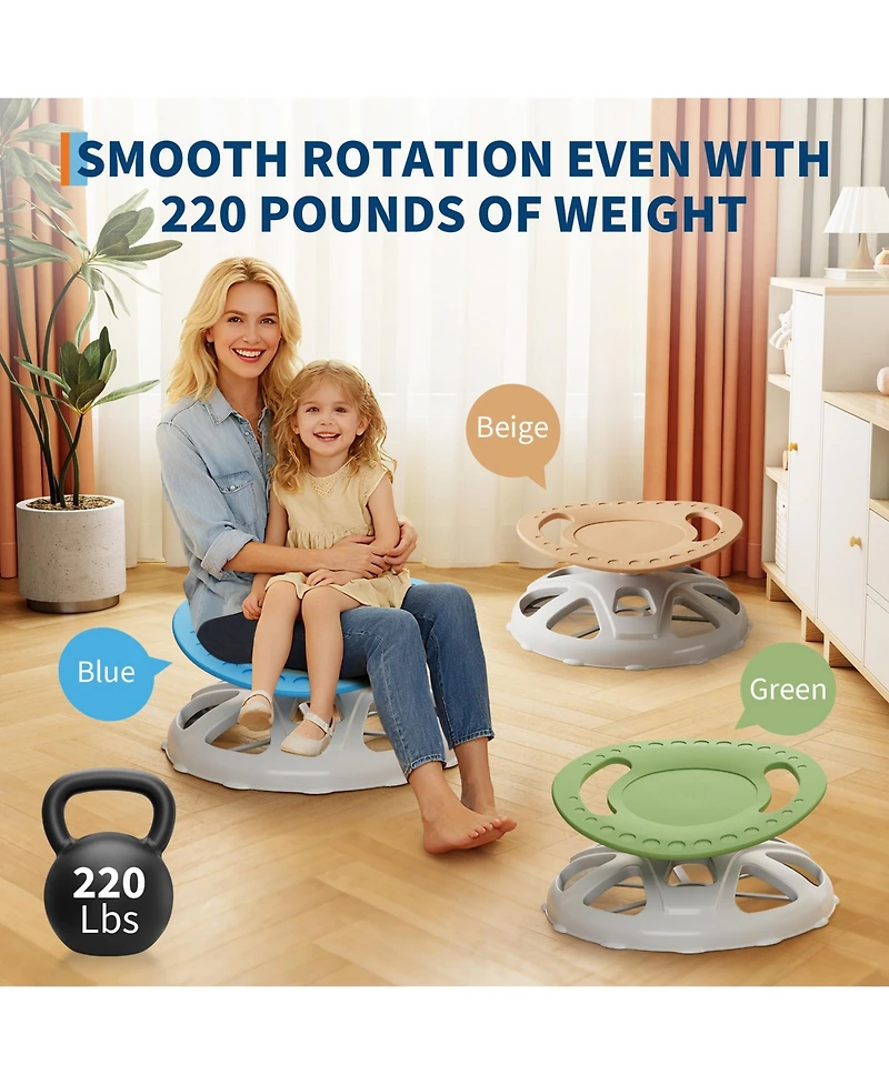 homfan Kids Sensory Swivel Chair, Spinning Chair for Autistic with Safety Handle and Non-Slip Design, Training Body Coordination