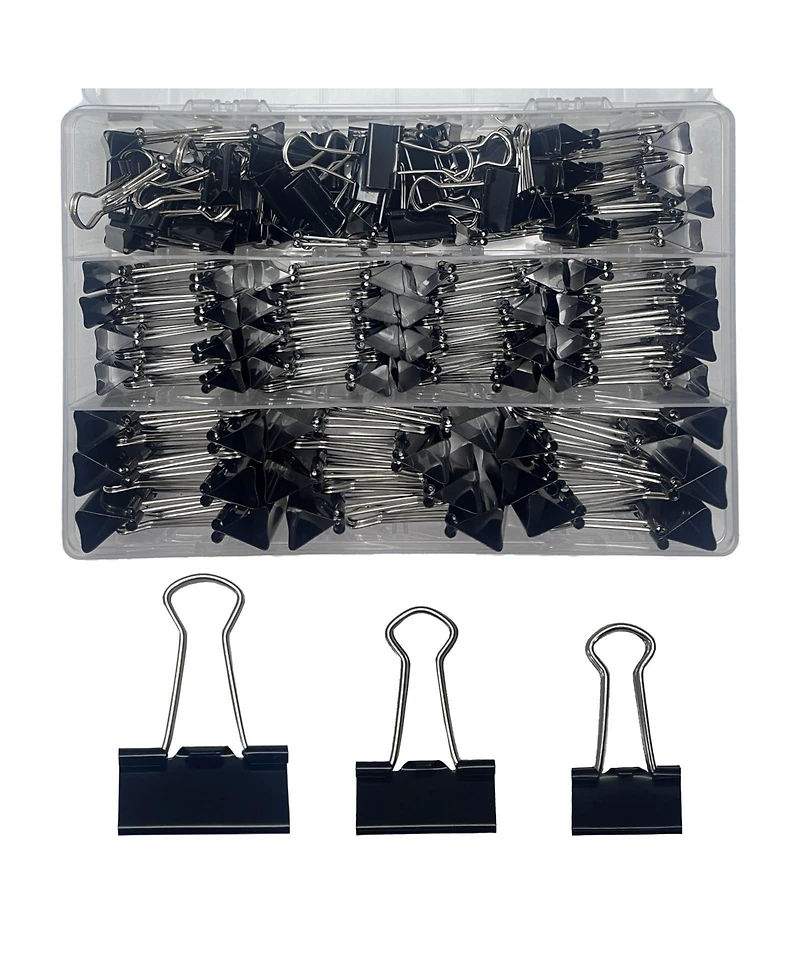 Danrong Binder Clips 3 Sizes 100 Pack Sturdy Multi Use Office School Home Supplies