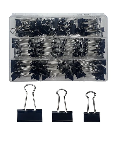 Danrong Binder Clips 3 Sizes 100 Pack Sturdy Multi Use Office School Home Supplies