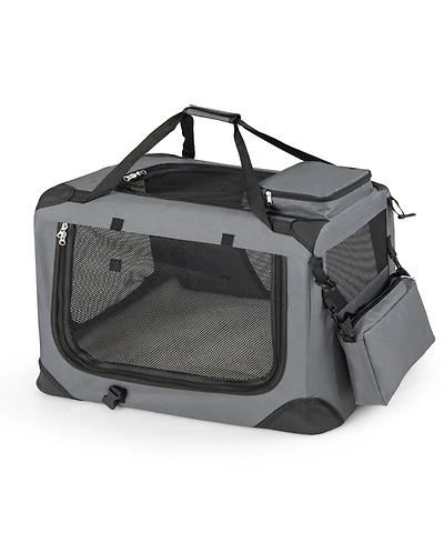 Ruie Collapsible Soft Dog Travel Crate with Mesh Windows and 3 Doors