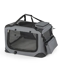 Ruie Collapsible Soft Dog Travel Crate with Mesh Windows and 3 Doors