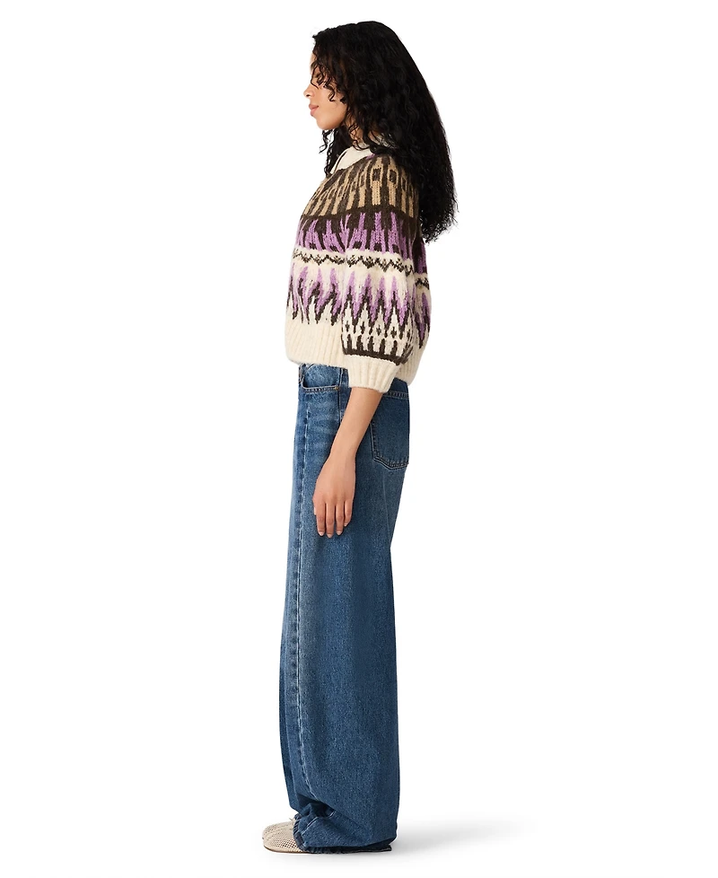 Steve Madden Women's Adley Half Sleeve Zip-Front Sweater