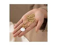 Rachel Glauber 14K Gold Plated Mother Of Pearl Toggle Chain Necklace