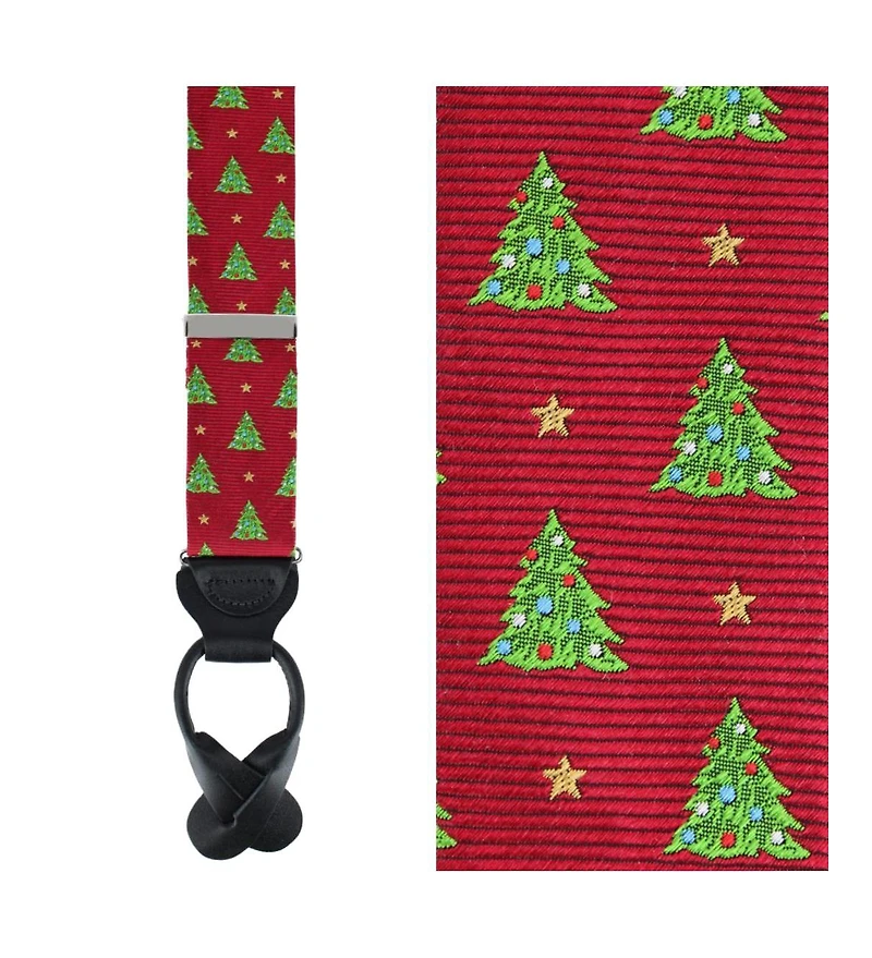 Trafalgar Men's Oh Christmas Tree Novelty Silk Button End Suspenders
