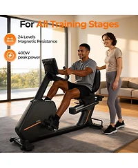 Fed Fitness RE3 Recumbent Exercise Bike Ultra Commercial Grade 24 Level Electromagnetic Resistance Bluetooth and Kinomap App Compatible