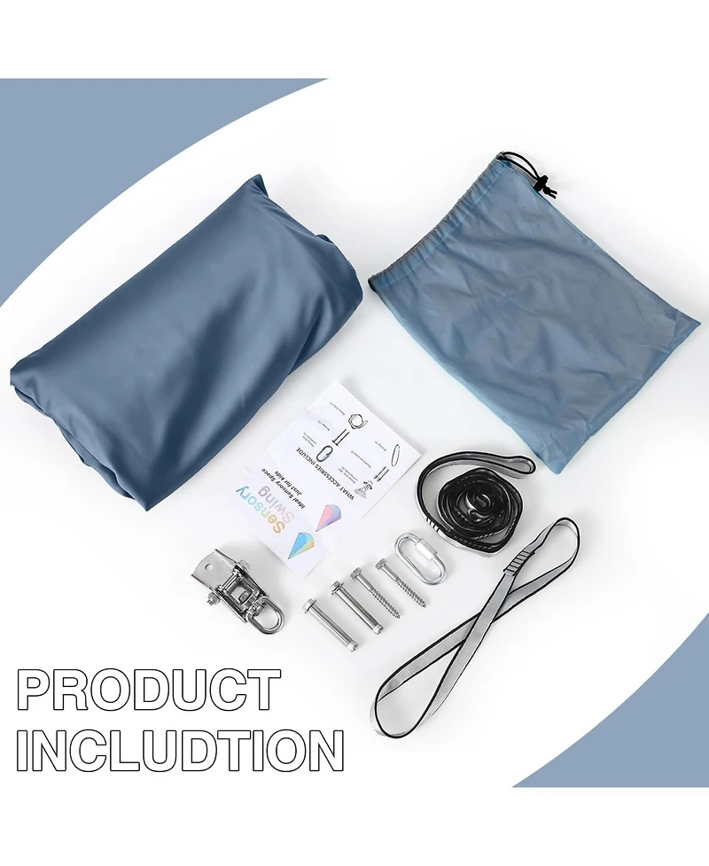 homfan Double-Layer Cotton Sensory Hammock Swing for Kids and Adults, 360degree(s) Swivel, Adjustable Height, Indoor and Outdoor